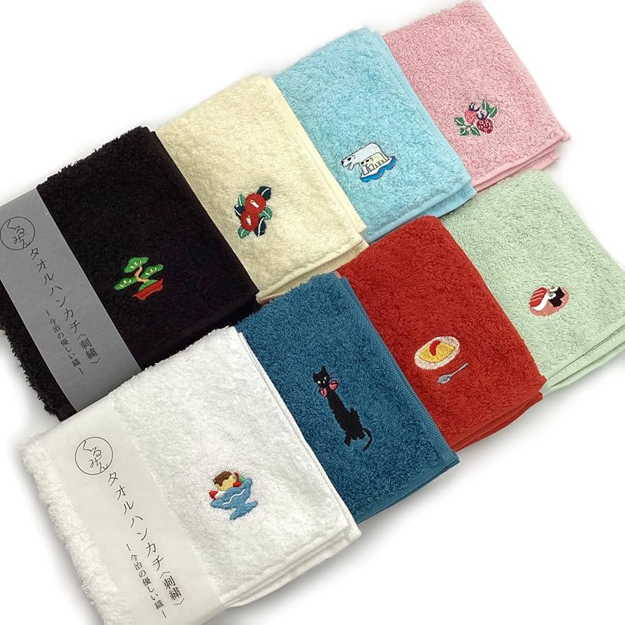 Amazon.co.jp: 京佑 日本製 今治 刺繍 ハンカチ 約25cm×25cm ハンド