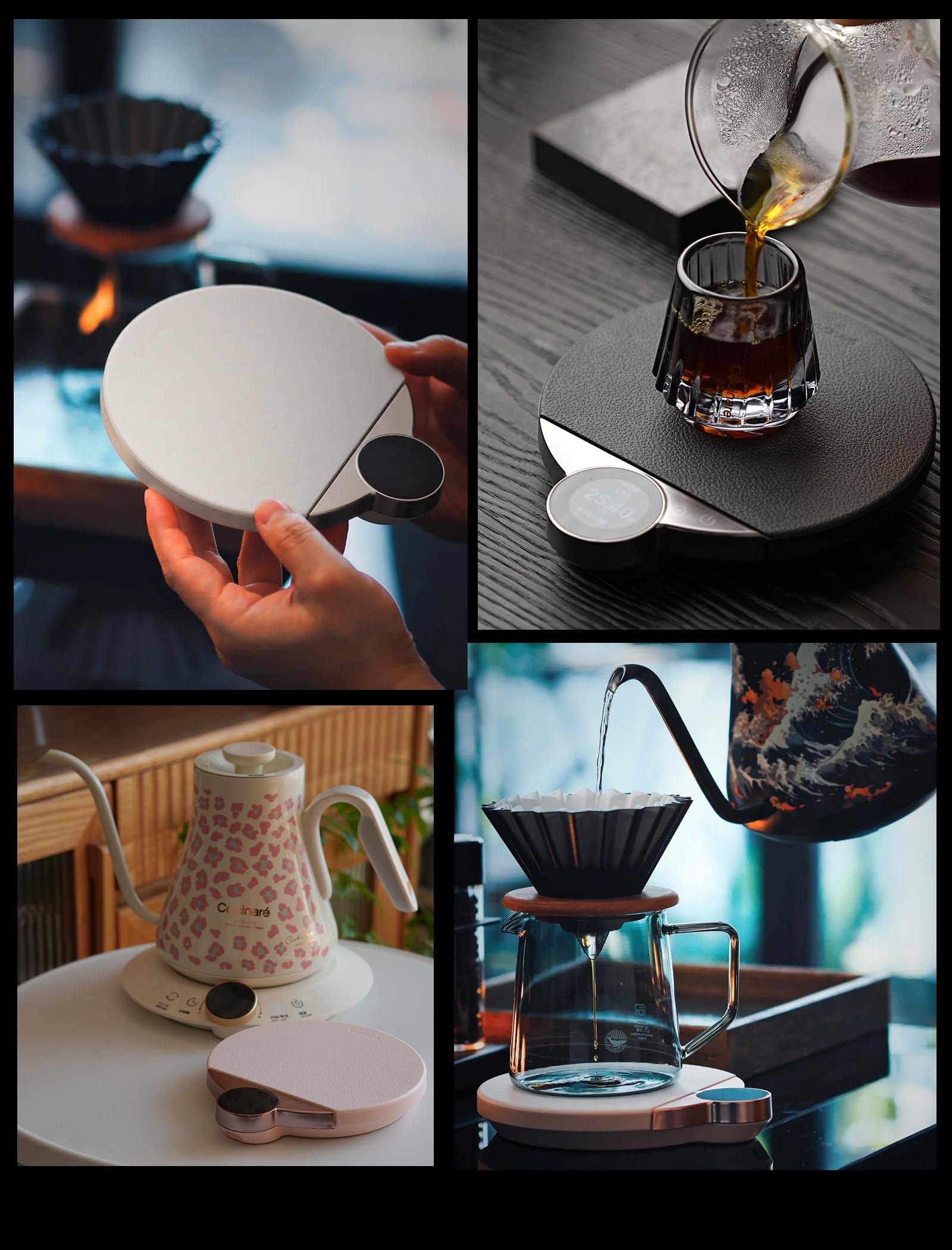 Cocinare Balance Pro - Báscula de café de precisión de 0,1 g, 3,5 kg digital con temporizador, báscula de cocina para café y alimentos, control de aplicación (negro)