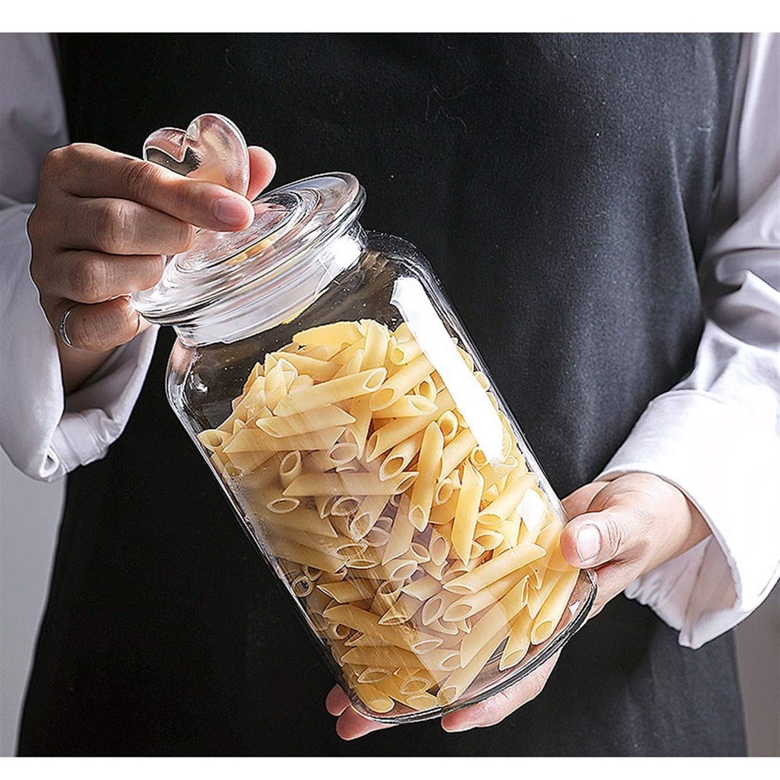 Botes para Alimentos Tarro 2 piezas de vidrio con tapa, Hermético envase de cristal de almacenamiento for alimentos, harina, pasta, café, dulces, aperitivos y Más, botes de cristal for el Hogar & Coci