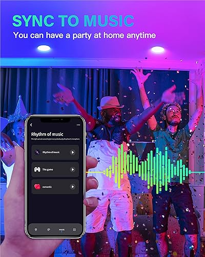 Miniatura 4 de Paquete de 12 luces empotrables inteligentes negras de 4 pulgadas, ultrafinas de 4 pulgadas, luces LED empotrables de 9 W 700 lm con caja de
