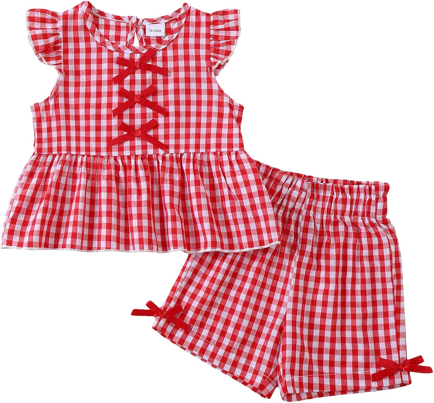 Jecson Toddler Baby Girl Summer Clothes Cotton Ruffled Sleeve Shirt Tops and Shorts Set Outfits 12Months-4T