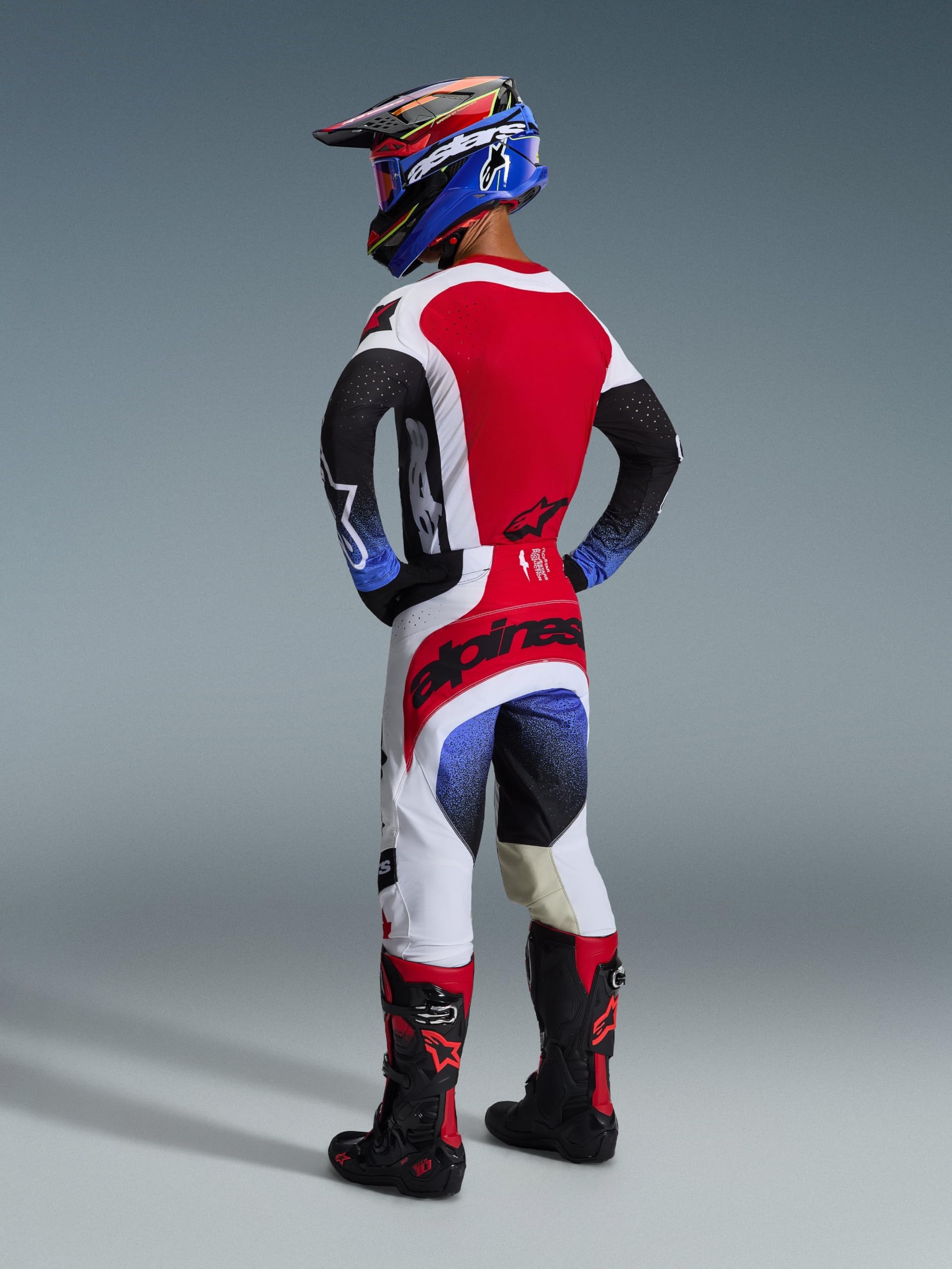 Alpinestars Techstar KNIF Maglia da motocross, nero/bianco/rosso, S