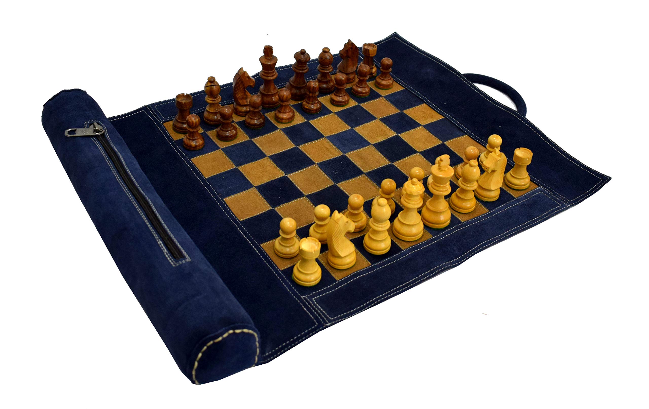 WIGANO 19"X15" Vintage Geniuine Leather Chess Set (Chess Size12"X12