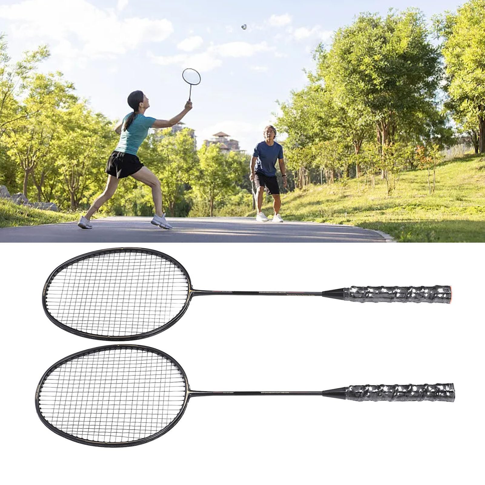 Set di Racchette da Badminton in Alluminio Al Carbonio Leggero per Allenamenti e Partite a 2 Giocatori, Include Borsa per il Trasporto