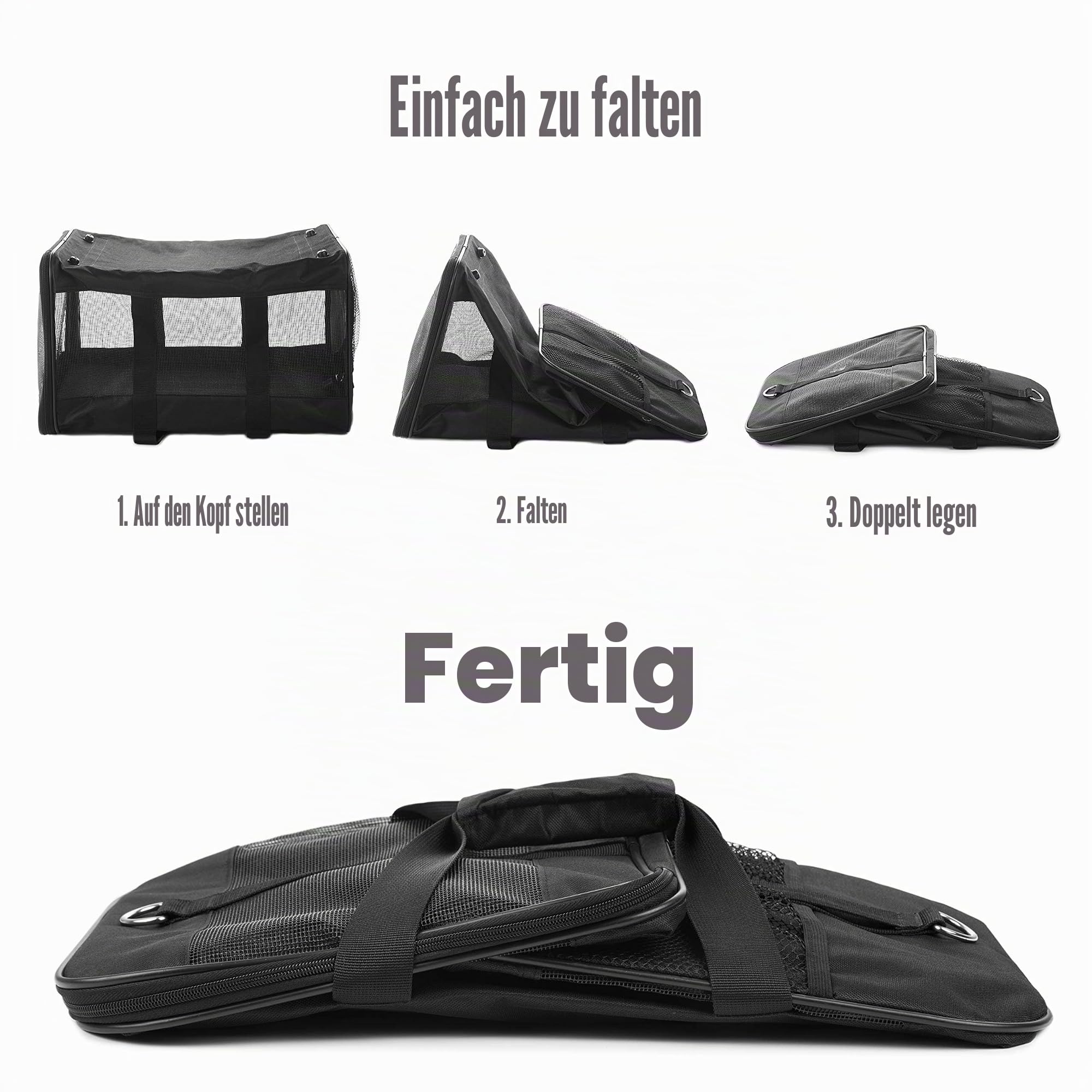 HITSLAM hundebox Faltbar Hundetransportbox Katzentransportbox Katzenbox Transportbox katzentasche für Hund, Katzen, Airline Zugelassen, Reisefreundliche Transporttasche (L)