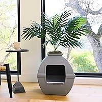 Vista 50 de Good Pet Stuff Kit original de caja de arena oculta y forro reutilizable, maceta redonda cerrada con plantas artificiales, sistema de filtro de olor