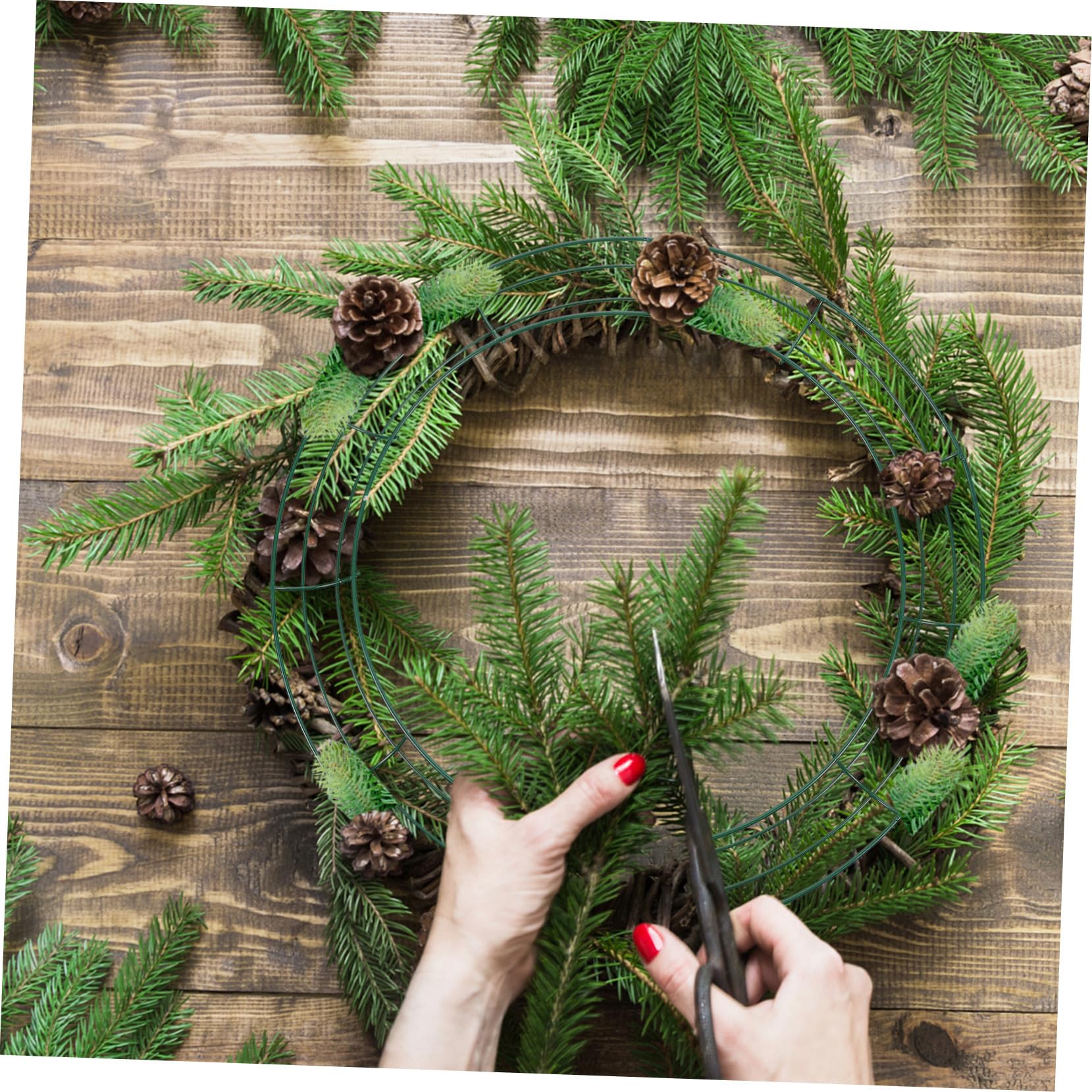 VANZACK 3 Stück Grüner Drahtkranzring aus Eisen Rund und Stabil Formbeständig für Weihnachtskranz und Selbstgemacht Basteln mit Draht