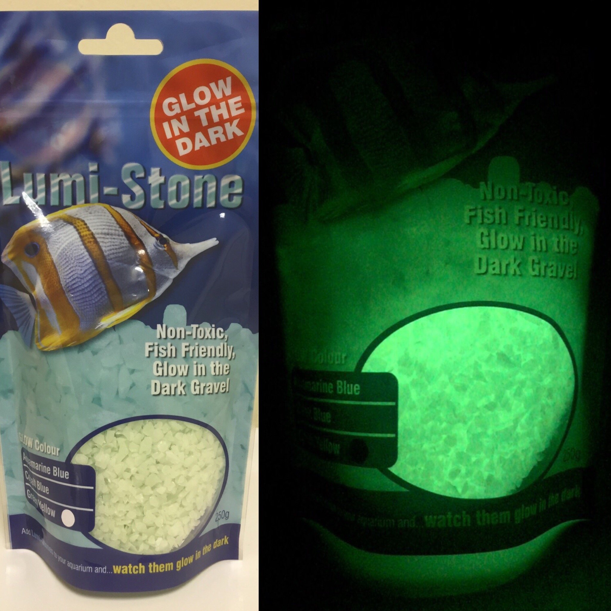 Lumi-Stone Aquatic Glowing Gravel, 250g GREEN