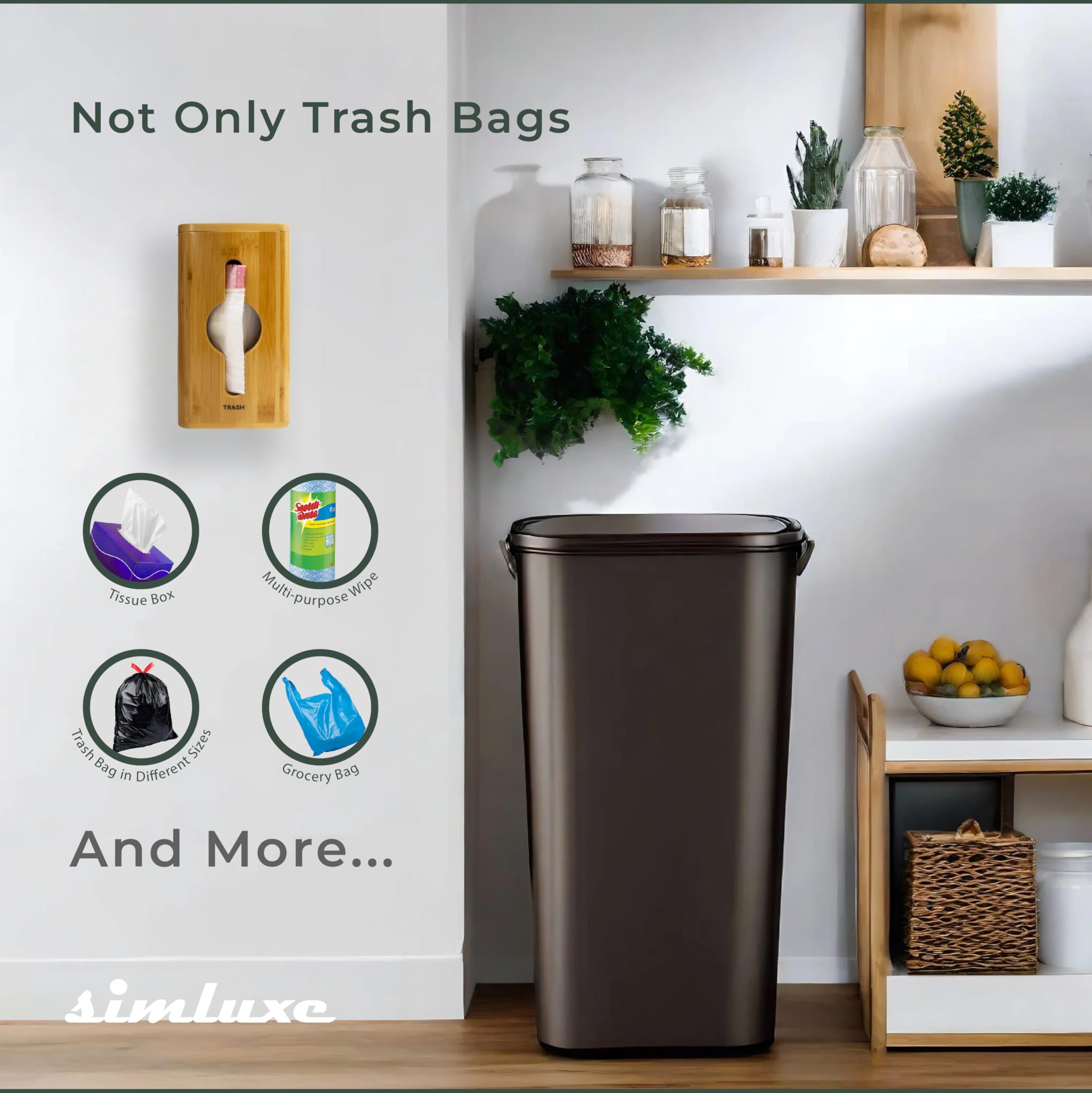 Dispensador de bolsas de basura, soporte para bolsas de basura debajo del fregadero, organizador de bolsas de basura de montaje en pared para cocina