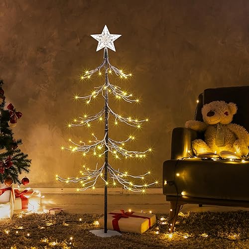 Miniatura 4 de Lightshare árbol de abeto con nieve 112L LED con 10L LED en estrella superior, 4 pies, blanco cálido
