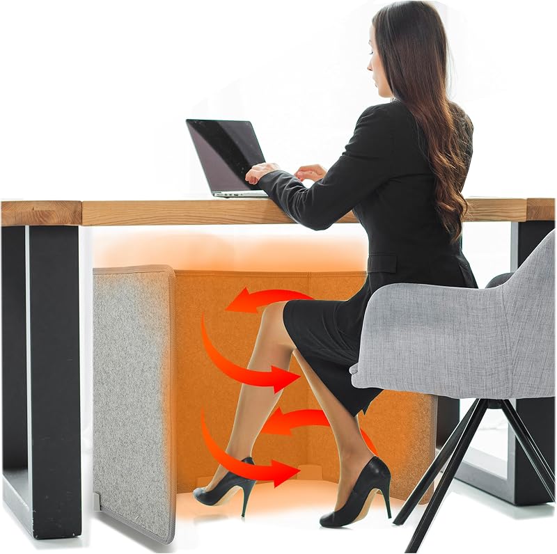 Calentador debajo del escritorio - Silencioso y de bajo consumo - Calentador personal debajo del escritorio para piernas y pies - para oficina y hogar - con termostato y temporizador