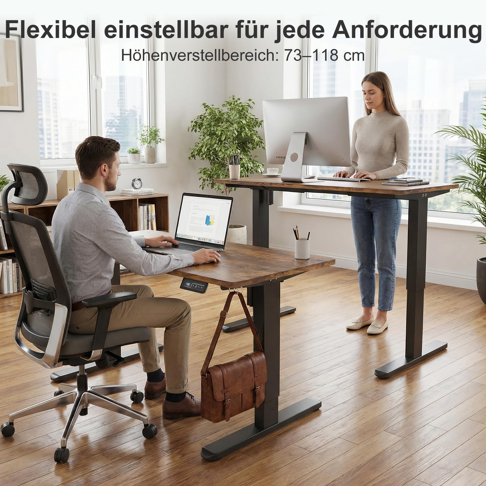 Flamaker Höhenverstellbarer Schreibtisch Elektrisch Tischgestell Höhenverstellbar Elektrisch 2-Fach-Teleskop Mit Memory-Steuerung Höhenverstellbarer Schreibtisch Gestell (Schwarz)