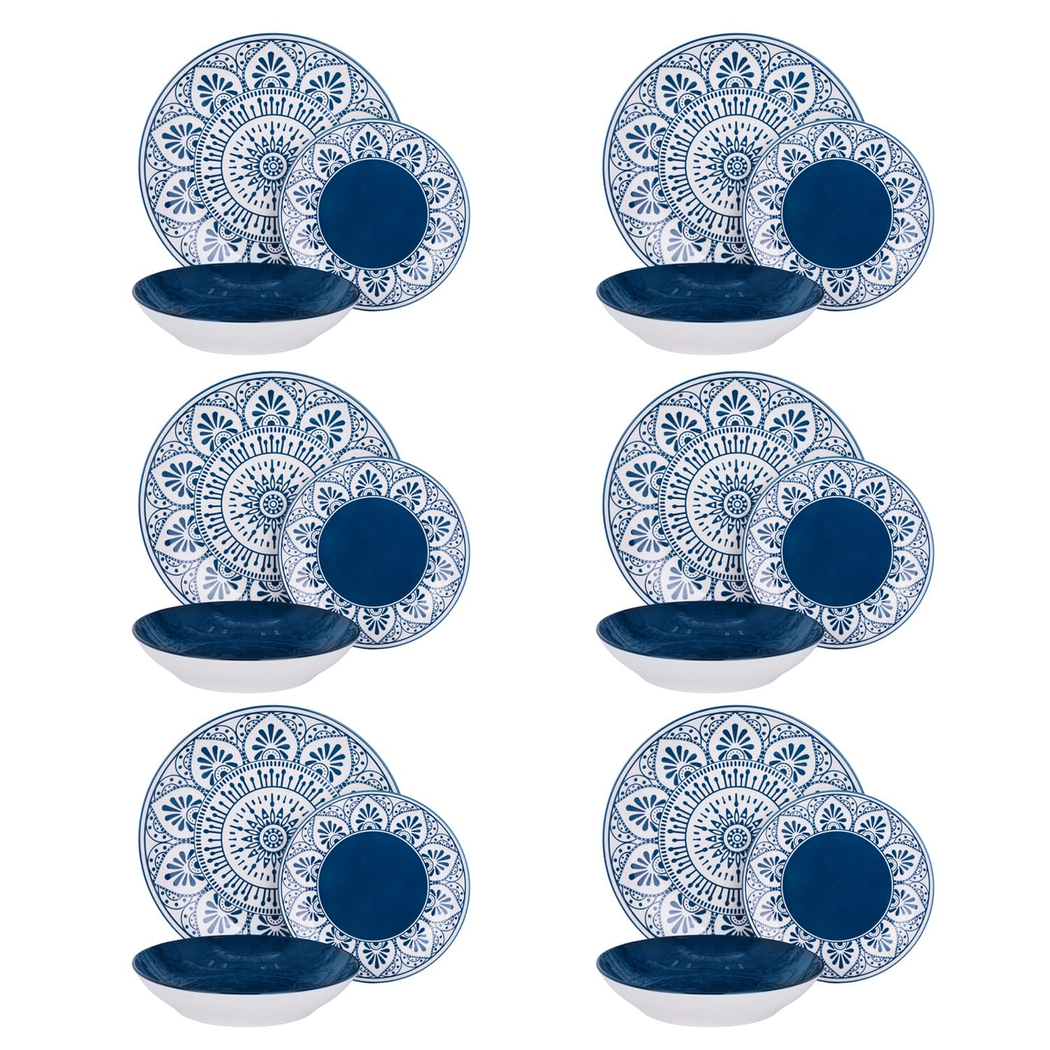 Servizio 18 piatti porcellana Ariel blu