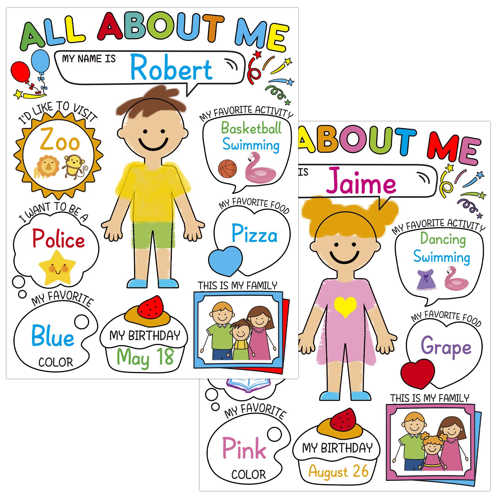 MADOO CITRUS All About Me Posters for Elementary School - Star of The Week Poster for Kids Students Teachers School