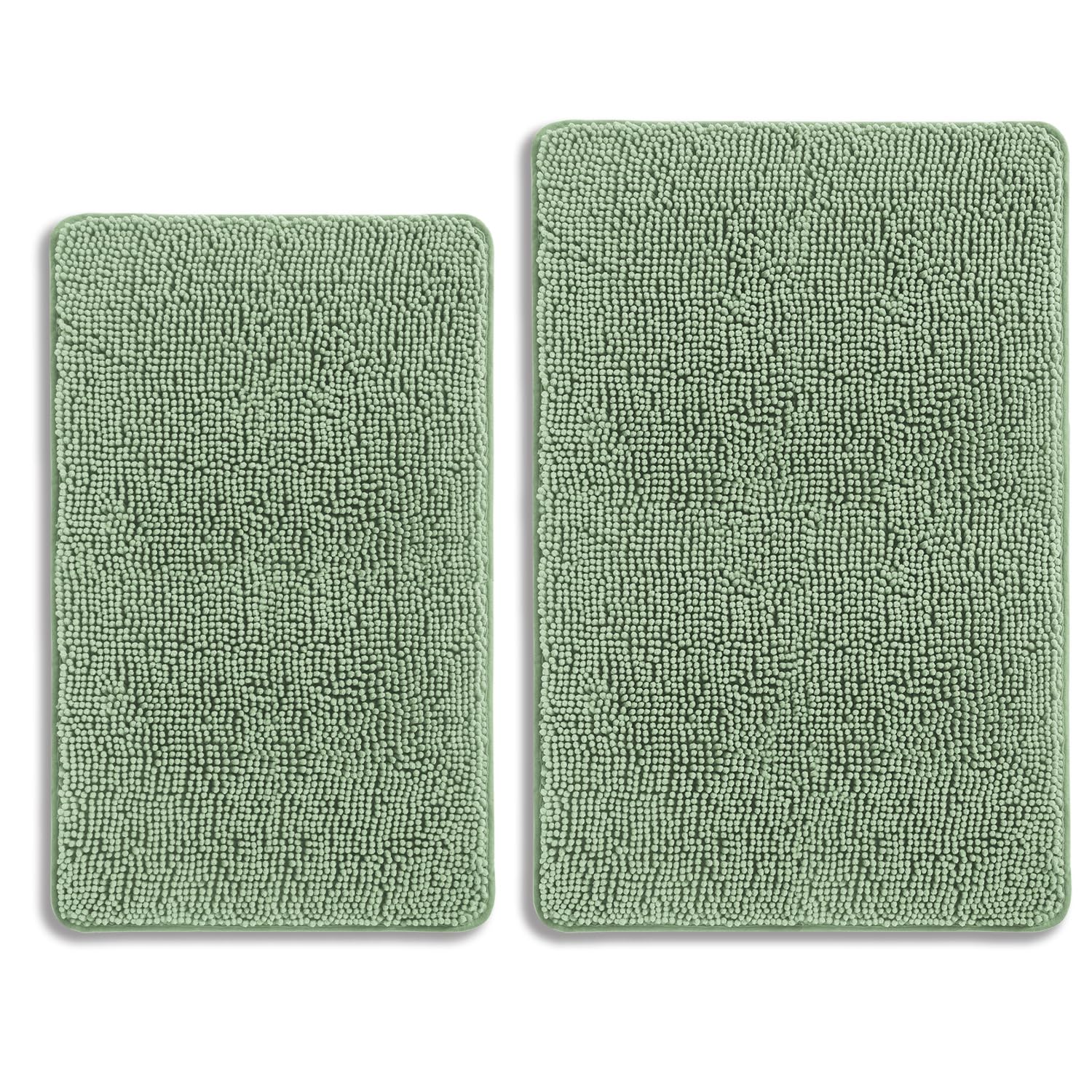 PureSwan Sea Foam Bathroom Rugs Sets 2 Piece – Absorbent and Washable Bath Mat, Non-Slip, Thick Soft Chenille Bath Rugs for Bathroom Floor, Shower, Sink - 20" x 32"+24" x 36"
