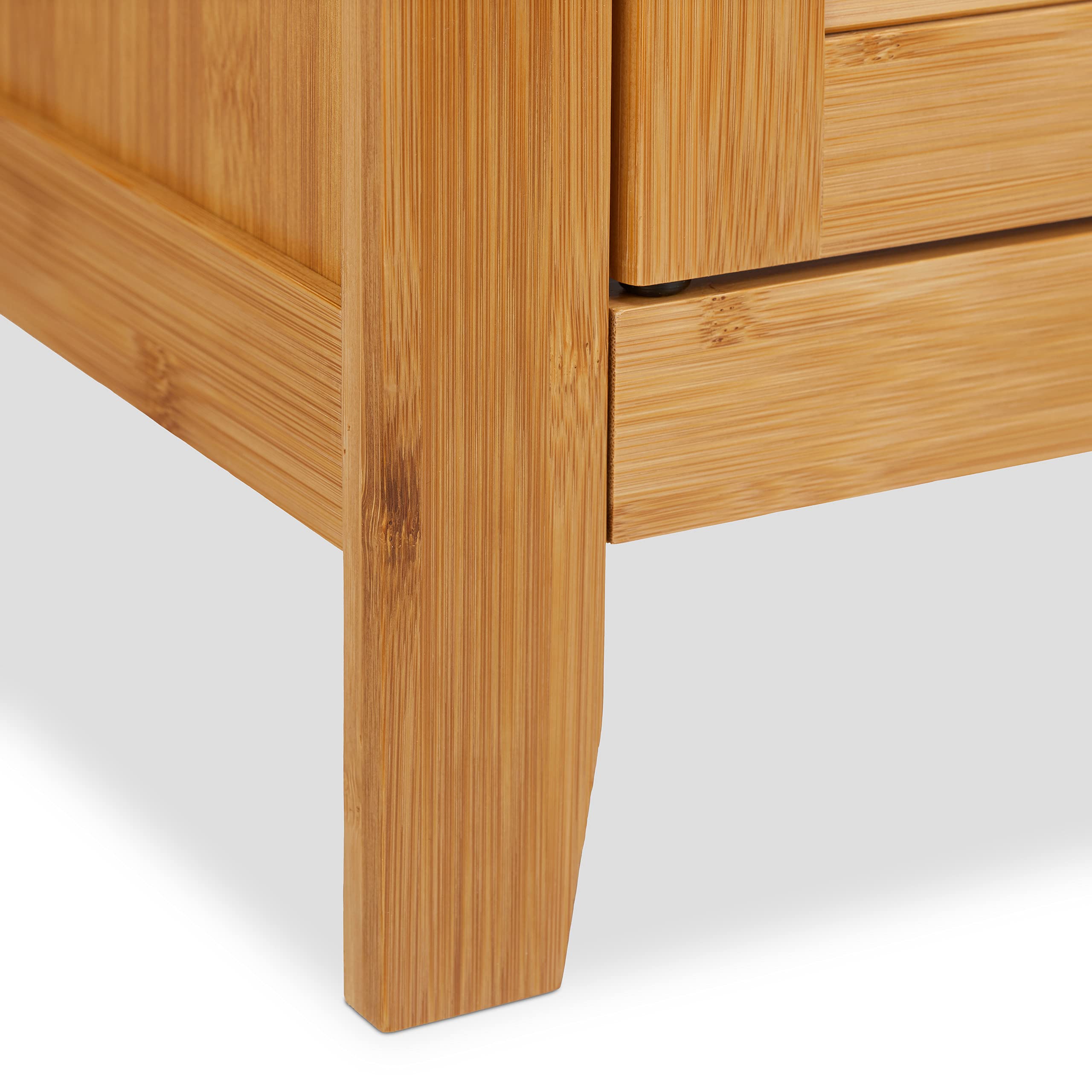 Relaxdays Waschbeckenunterschrank LAMELL, 2 Türen, Waschbecken & Waschtisch, Bambus & MDF, HBT: 60 x 67 x 30 cm, natur