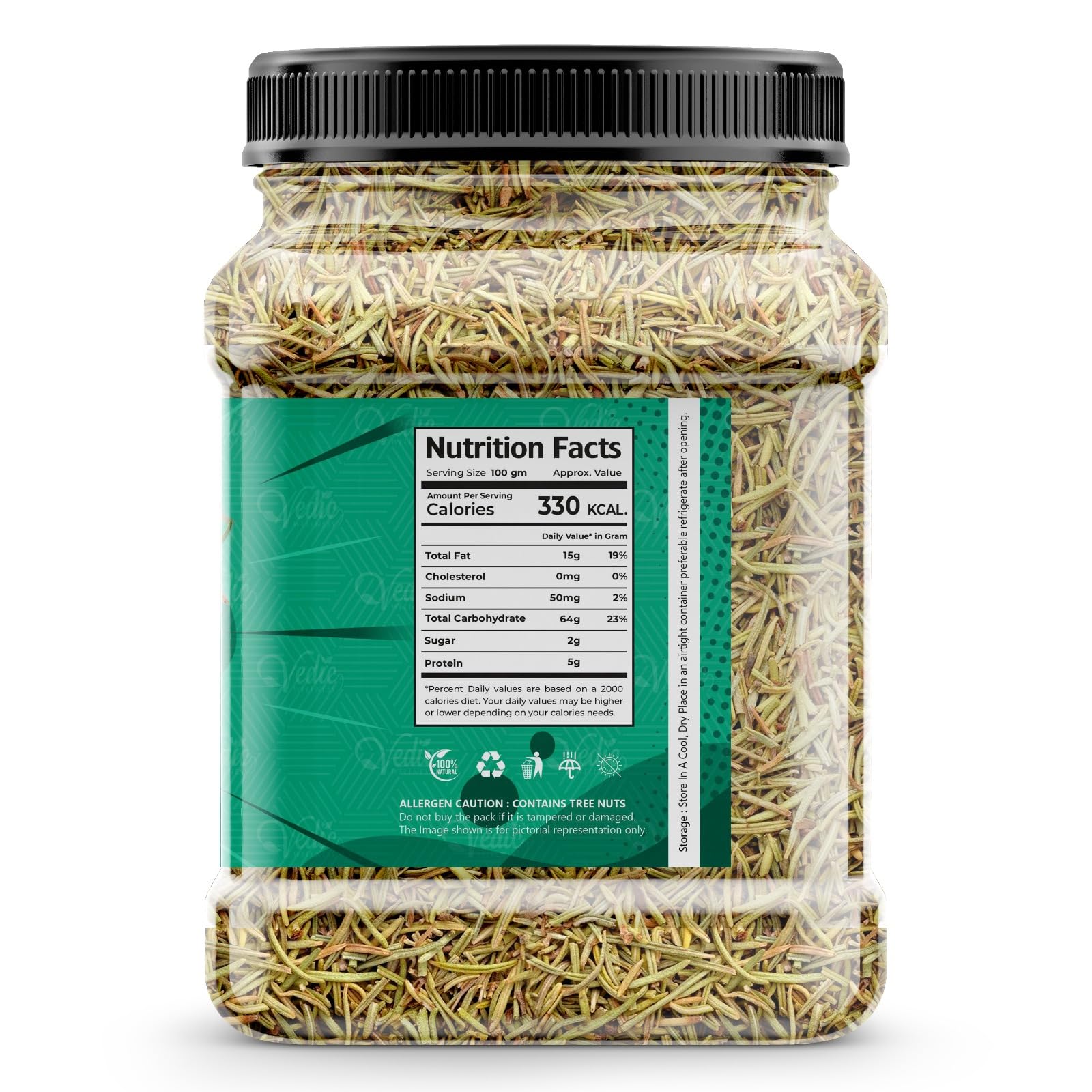 Vedic Wellness Rosemary Leaves | Egyptian Dried | For Seasoning, Tea & Hair | Imported | Supports Hair Growth | Cooking Pasta Soups Salad | No Added Preservatives & Additives (50g) - Image 2 thumbnail