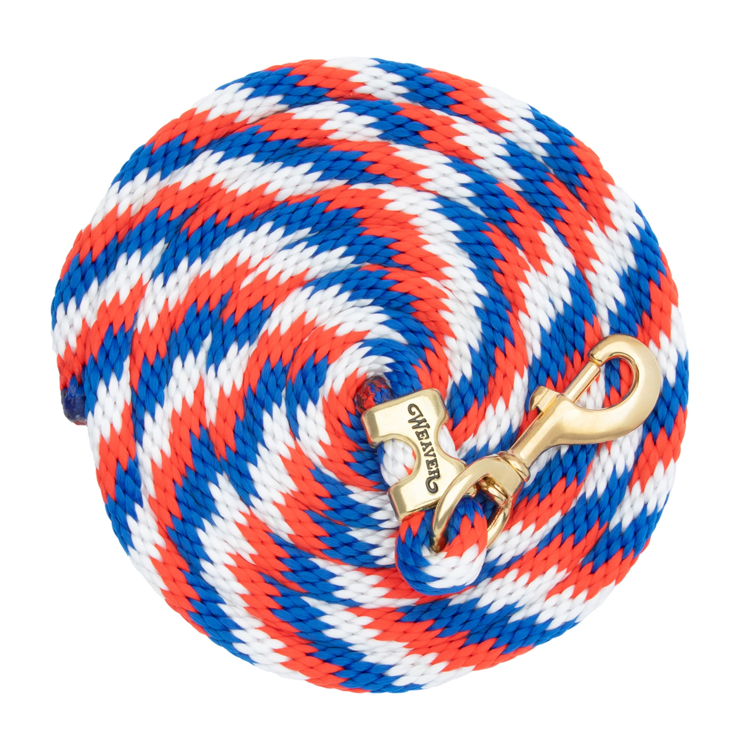 Weaver Leather Poly Lead Rope with a Solid Brass 225 Snap, 35-2100-W9, Blue/Red/White