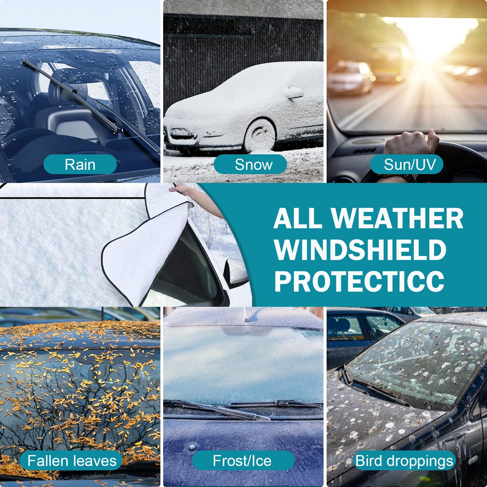 Frontscheibenabdeckung Winter Scheibenabdeckung Auto Windschutzscheibenabdeckung mit Seitenspiegelabdeckung Eindicken, Windschutzscheibe Schnee Abdeckung für die Gegen Schnee, EIS, Frost, Staub