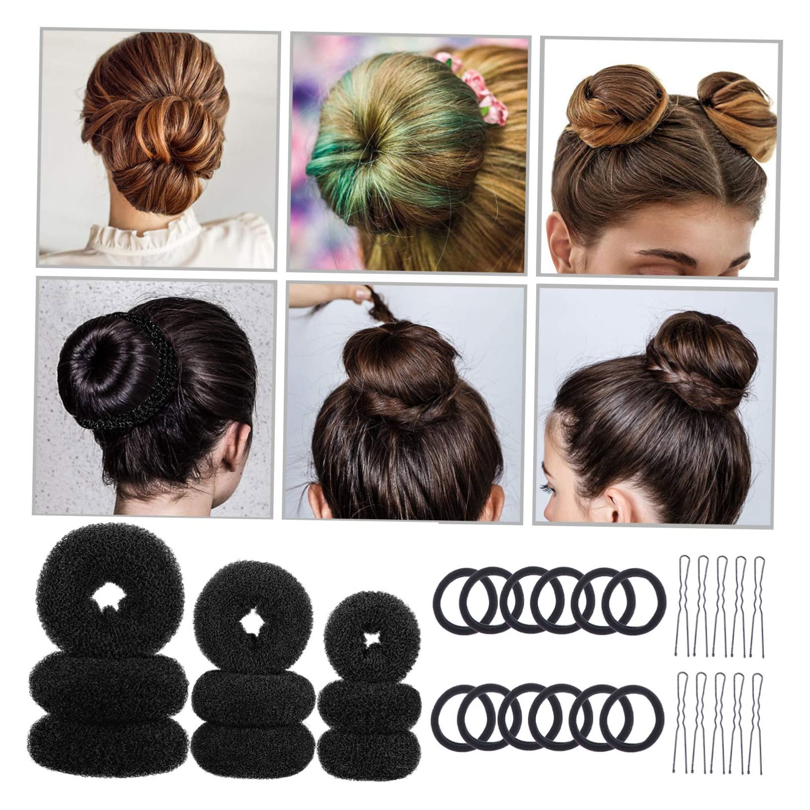 FOMIYES 9sätze Teiliges Haardonut Hochsteckfrisuren U-förmige Haarnadeln Und Elastische Haargummis Für Vielseitige Haarstylings Für Partys Hochzeiten Und Freizeitaktivitäten