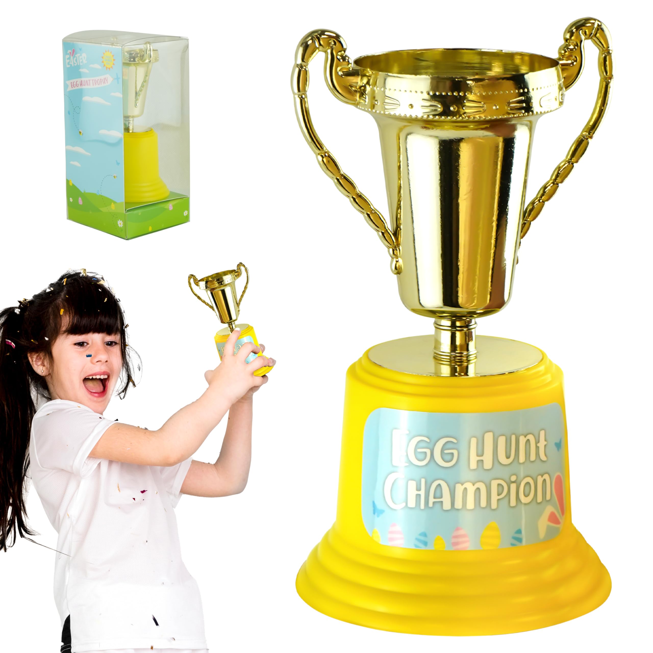 HOVUK Easter Trophy for Hunting Game Champions, Prize for Egg Hunters, Easter Trophy Cup for Kids Easter Egg Hunt Relay Race, Size-12.5cm