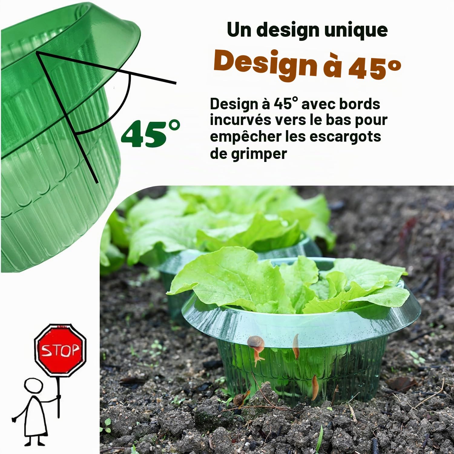 Collerette Anti-escargots pour Plantes de Salade, Protection sans Produits Chimiques, Plastique (15 pièces)
