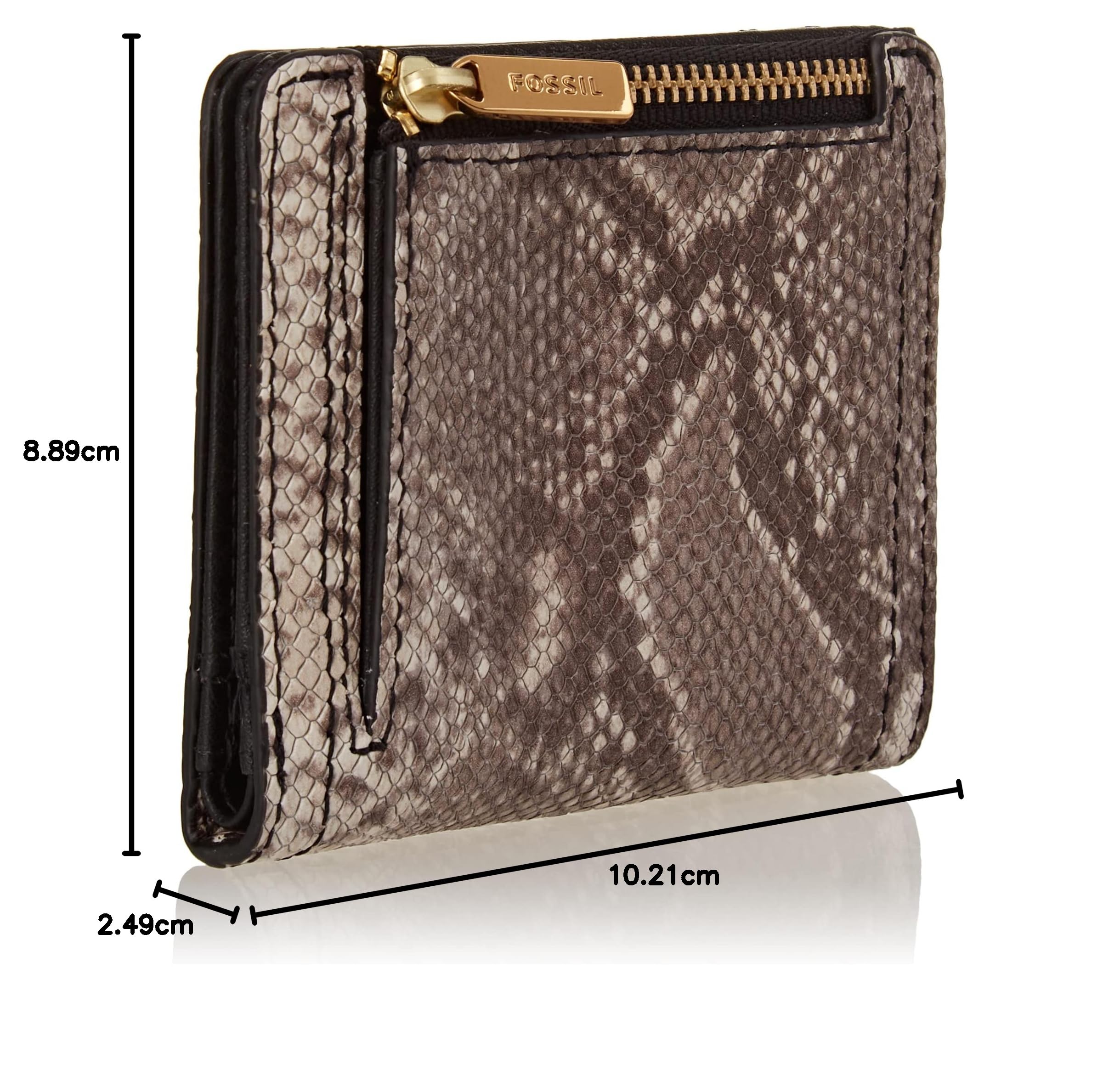Fossil Womens Logan Bifold Snake Print, 10.2 L x 2.5 W x 8.9 cm H, Estampado de Serpiente., 10.2 cm L x 2.5 cm W x 8.9 cm H