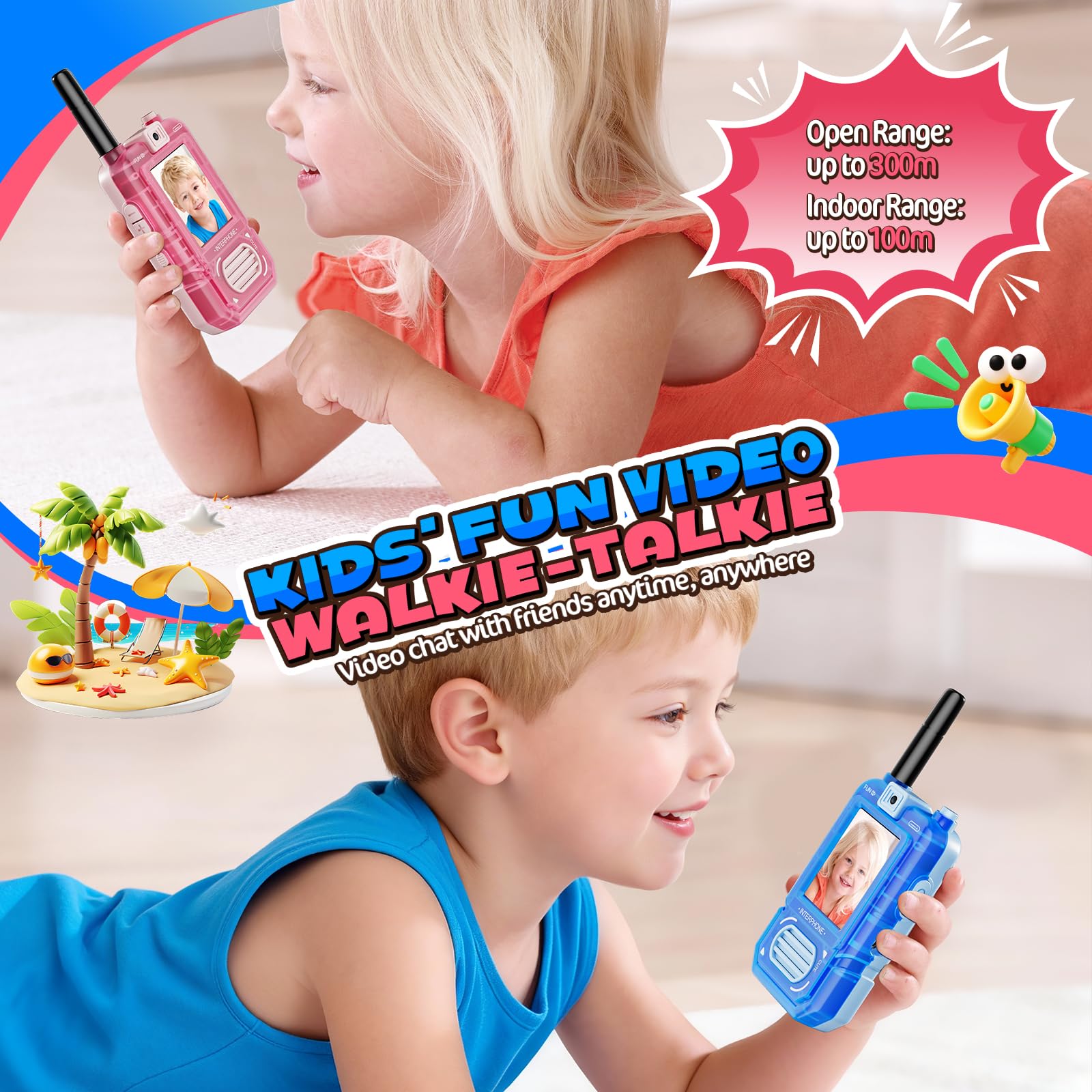 Kids Video Walkie Talkies 2-Pack, equipped with 180-degree rotating HD cameras,no WiFi connection required - Image 4