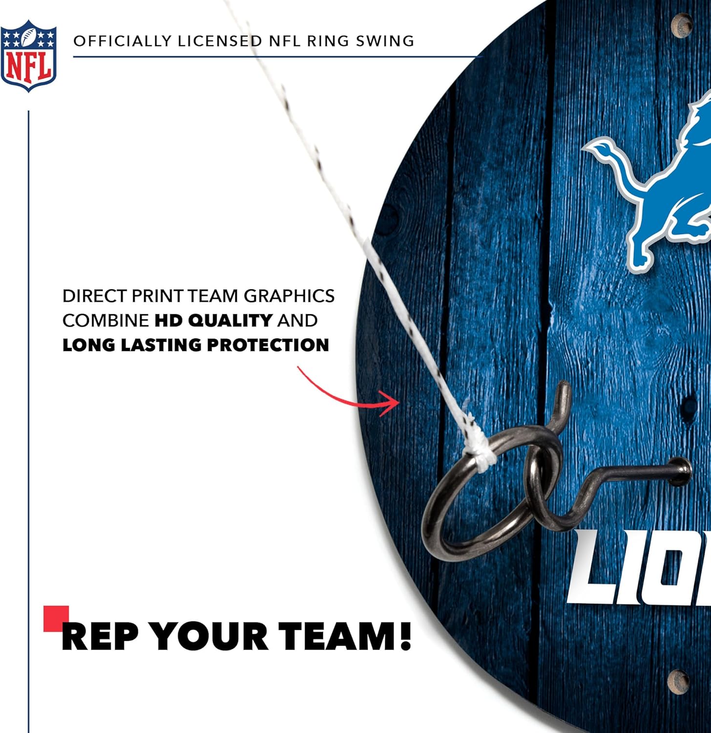 Solid Wood NFL Hook & Ring Toss Set with Direct Print HD Team Graphics – Easy Hang Hook and Ring Toss Target – Great Gift for Any Football Fan! Ring Toss Family Game for a Game Room