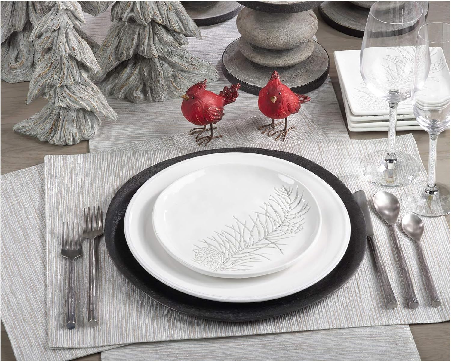 Silver Metallic Woven Dinner Placemat, 14" X 20" Rectangular, 58% Polyester-17% viscose-16% Polyamide-9% Metallic Fiber, (4 Piece).