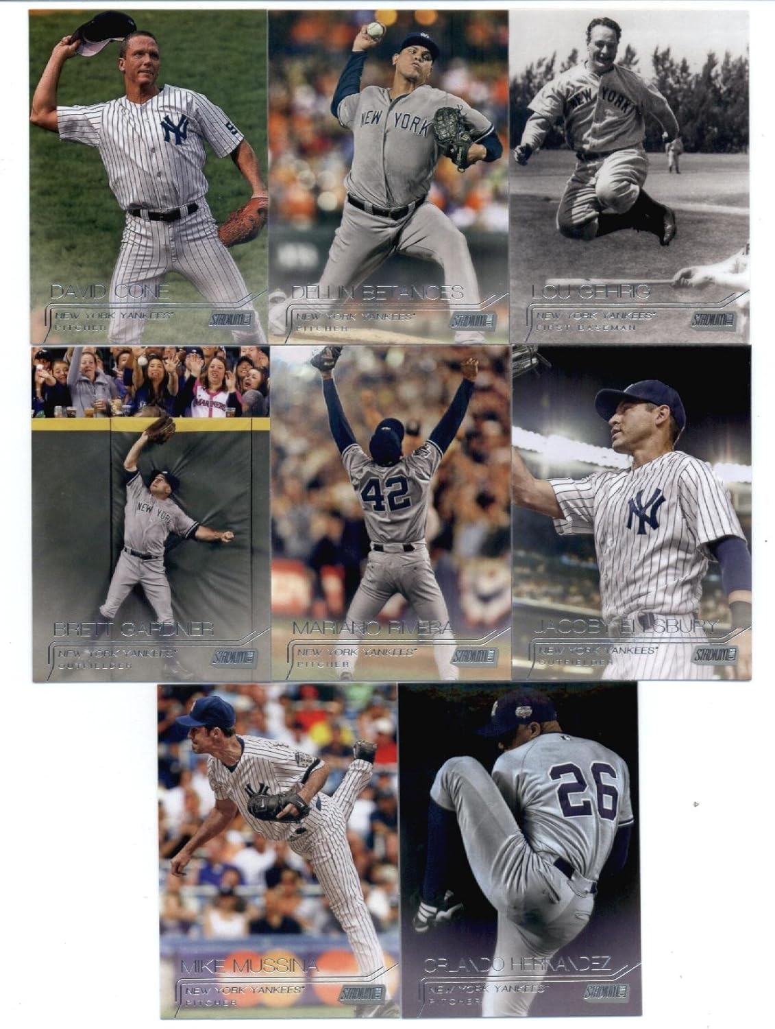 2015 Topps Stadium Club Baseball Cards New York Yankees Team Set (15 Cards) Including (2) Derek Jeter, Lou Gehrig, Alex Rodriguez, Mariano Rivera
