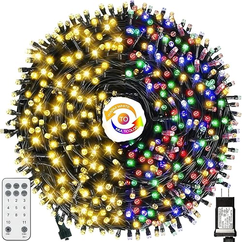 Miniatura 14 de 1000 luces LED de Navidad de 328 pies para interiores y exteriores, 8 modos para decoración de fiesta de árbol de Navidad, 100% certificación UL