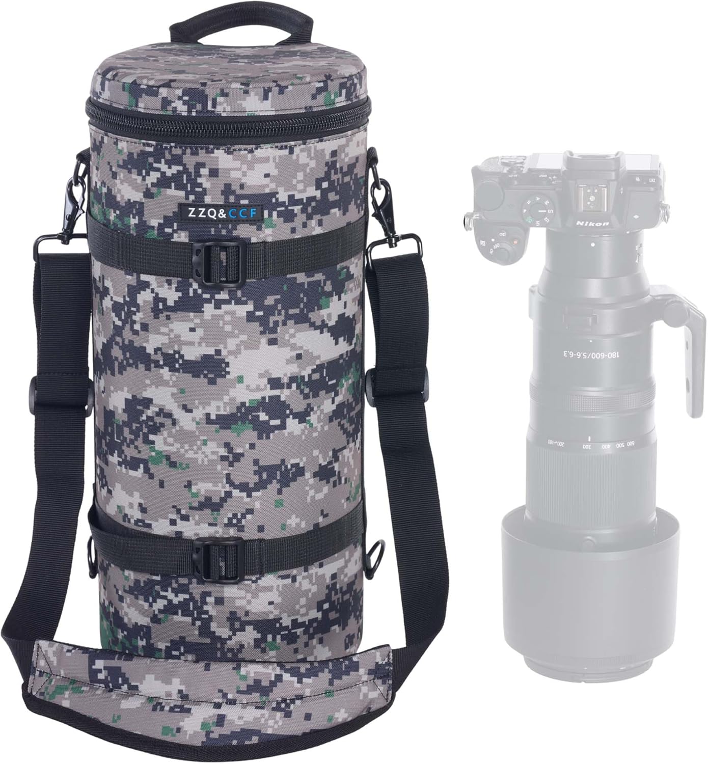 ZZQ&CCF Camera Lens Case Pouch Bag for NIKON NIKKOR Z 180-600mm f/5.6-6.3 VR Water Resistant Protective Camera Lens Pouch for Telephoto Zoom #UCP