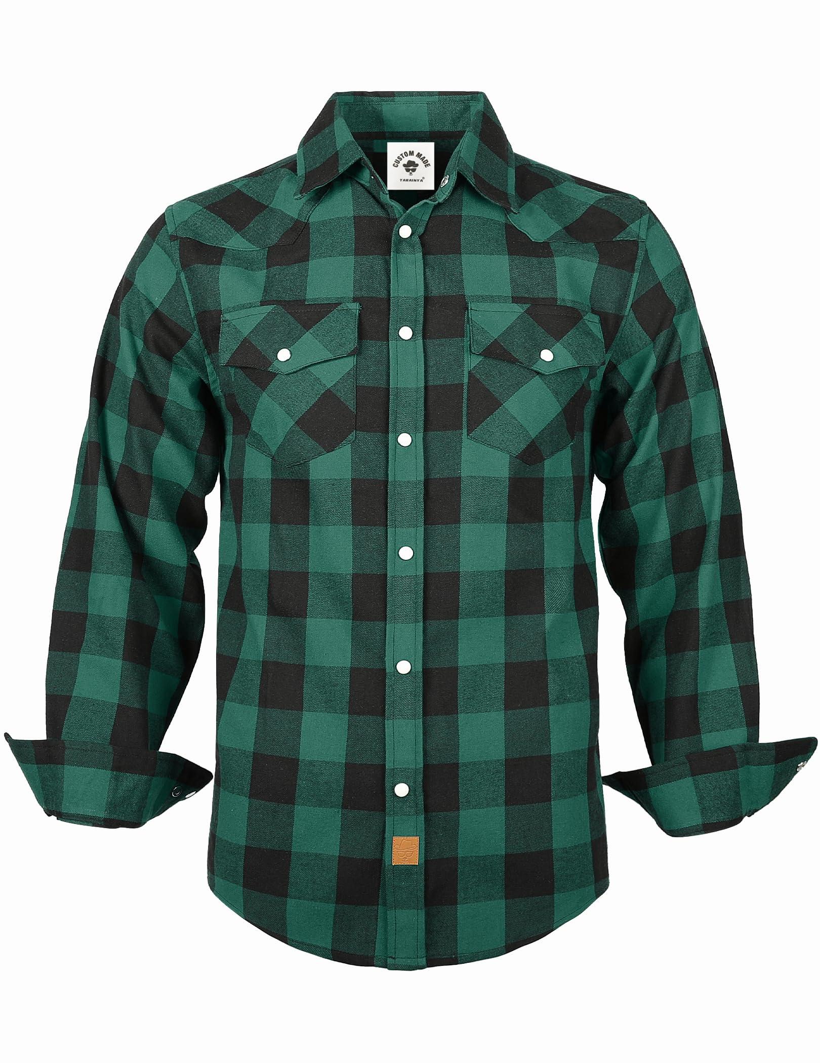 TARAINYA Camisa Franela Hombre Cuadros Western Cowboy Algodón Manga Larga con Botones Presión Regular Fit