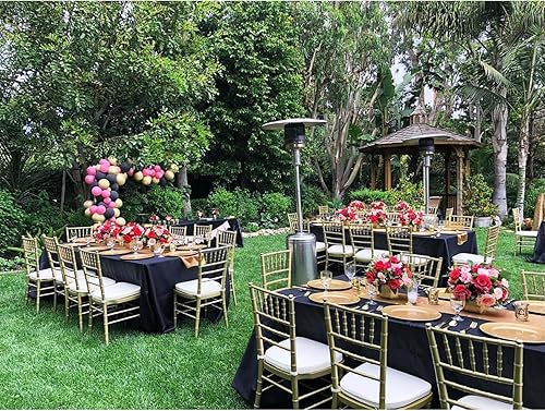 Miniatura 7 de Manteles negros para mesas rectangulares de 60 x 126 pulgadas, lavables, sin arrugas y a prueba de derrames, mantel de poliéster para festivales,