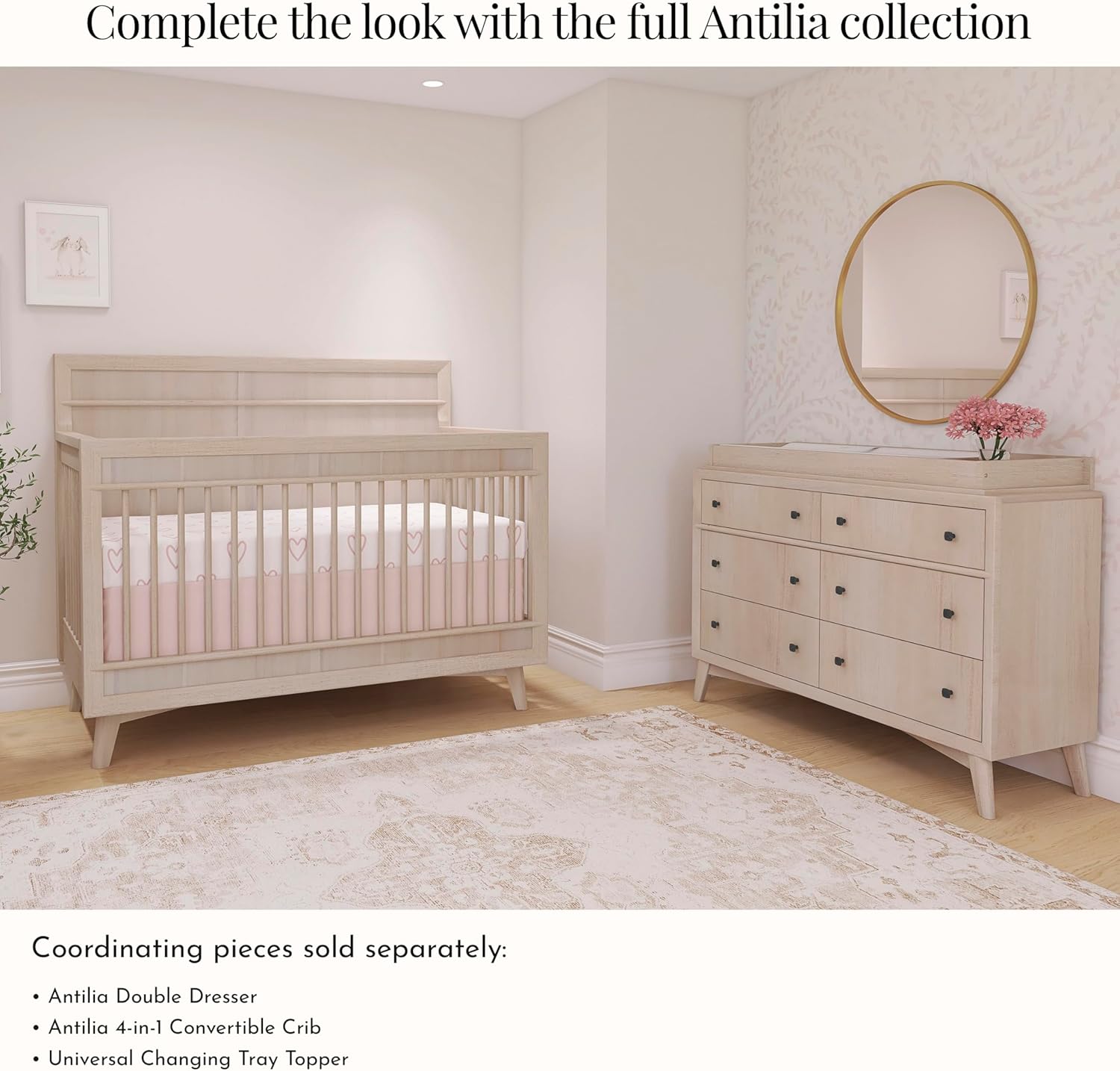 évolur Full-Size Bed Conversion Rails, Designed & Tested for évolur Cribs, Durable Hardwood Build with Secure Mattress Slats, Easy Assembly - Sand Castle Oak