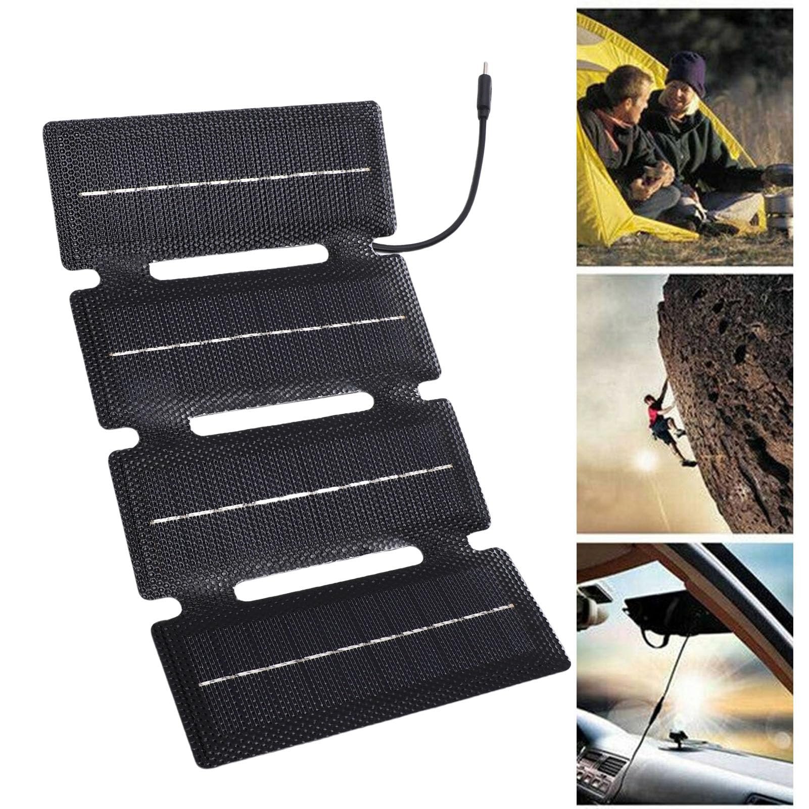 Haofy Panel Solar Plegable de 20 W, Células de Silicio Monocristalino, Diseño Ultrafino de 5 Oz, Optimización Solar de 4 Pliegues, Cargador de Energía de Emergencia, para Campistas, Excursionistas