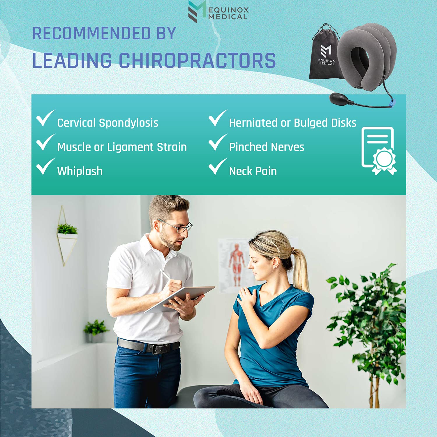 Equinox Medical Cervical Neck Stretcher Traction Device, Neck Support