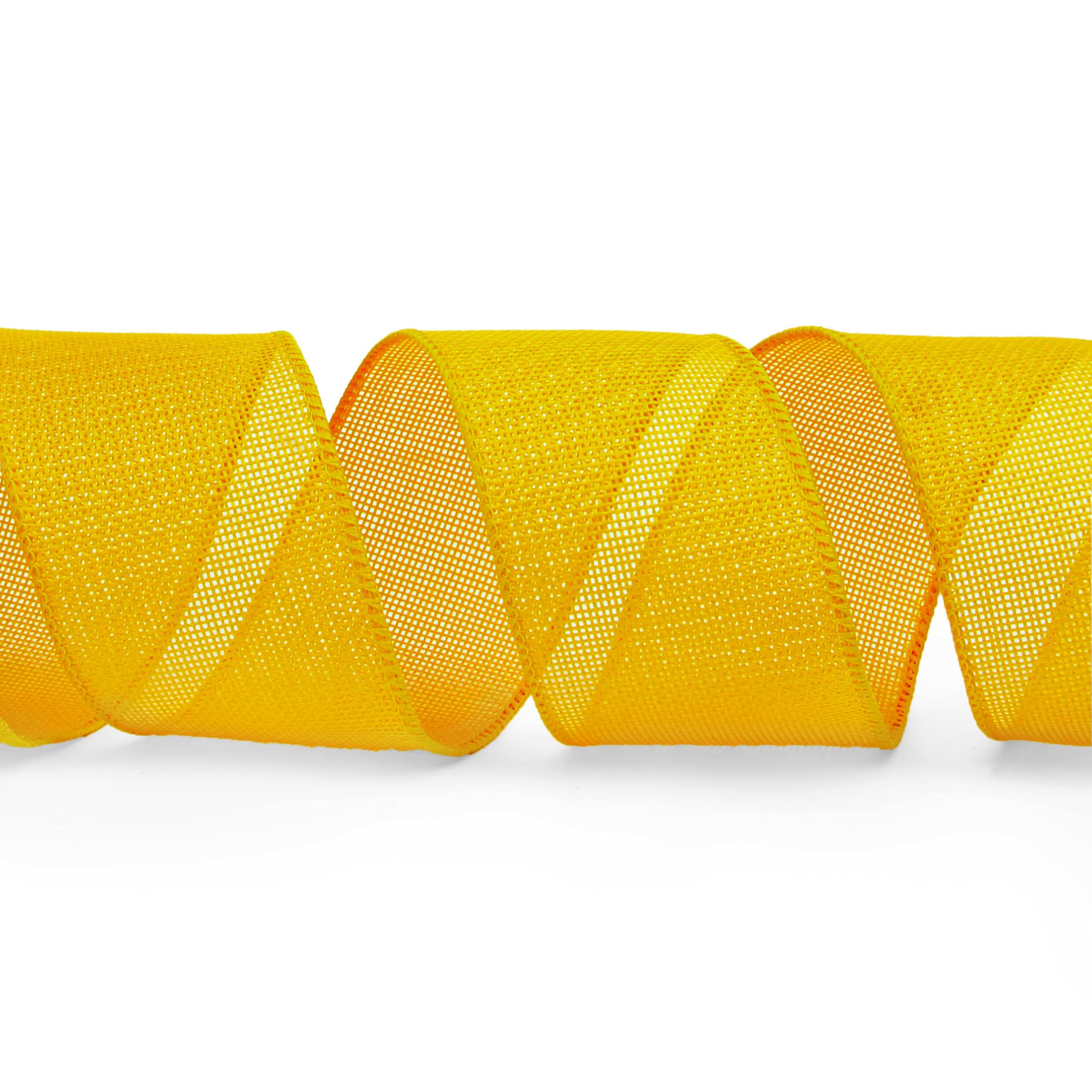 Ribbli Cinta de arpillera con alambre, 2-1/2 pulgadas x 10 yardas, amarillo, cinta de borde con cable sólido para arco grande, corona, decoración de árboles, decoración al aire libre