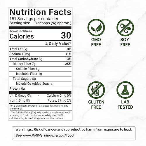 Miniatura 2 de DEAL SUPPLEMENT Polvo de cáscara de psyllium orgánico, 3 libras (48 onzas), fibra dietética soluble a base de plantas sin sabor, salud intestinal y