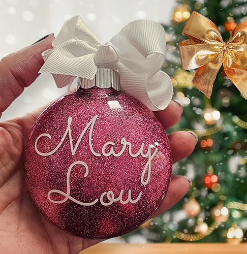 Miniatura 2 de Personalized Glitter Name Christmas Ornament Gift for her or white elephant gift exchange