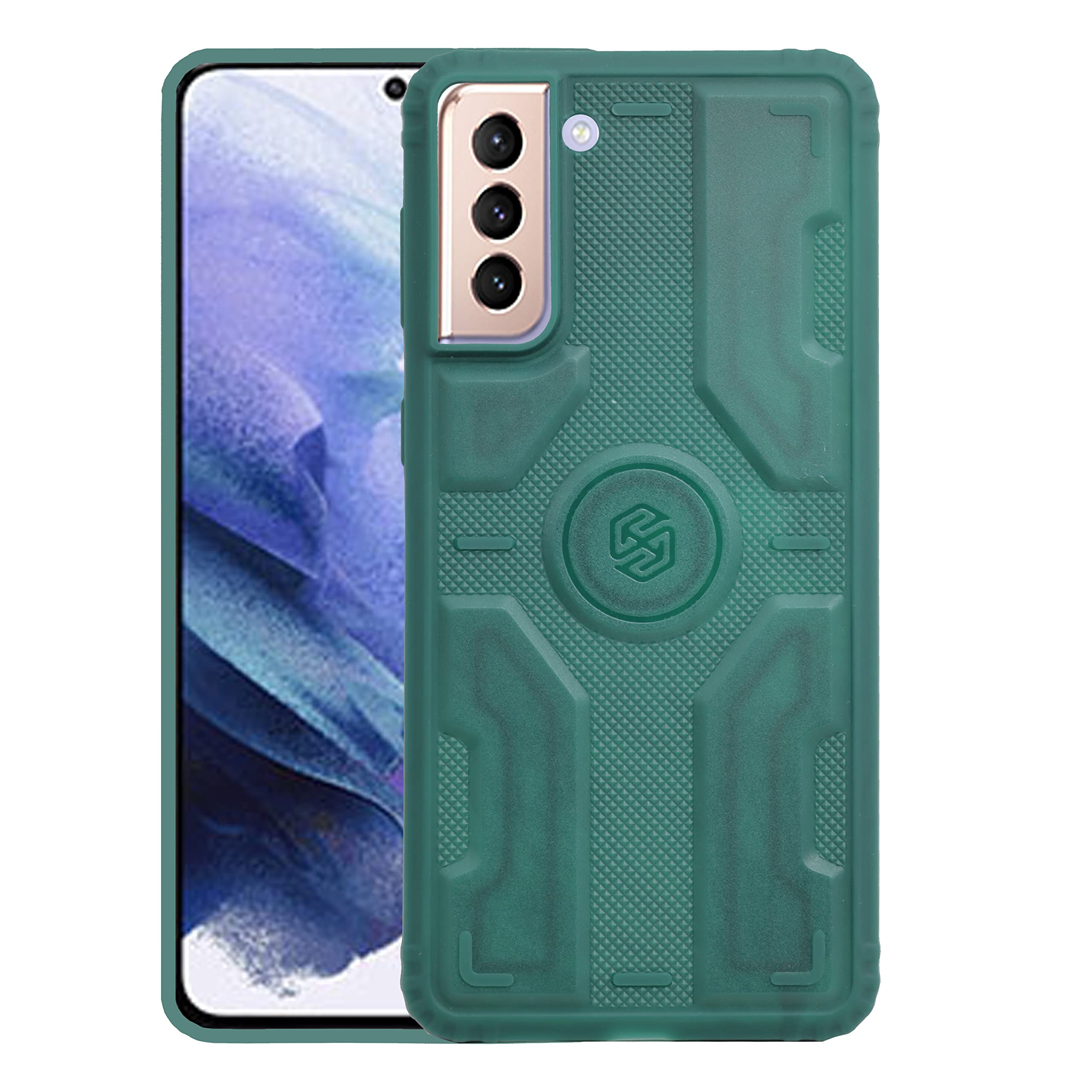 VAKIBO Madly Heavy Matte Green Back Cover Made with Silicon Rubber TPU Material Suitable for Samsung Galaxy S21