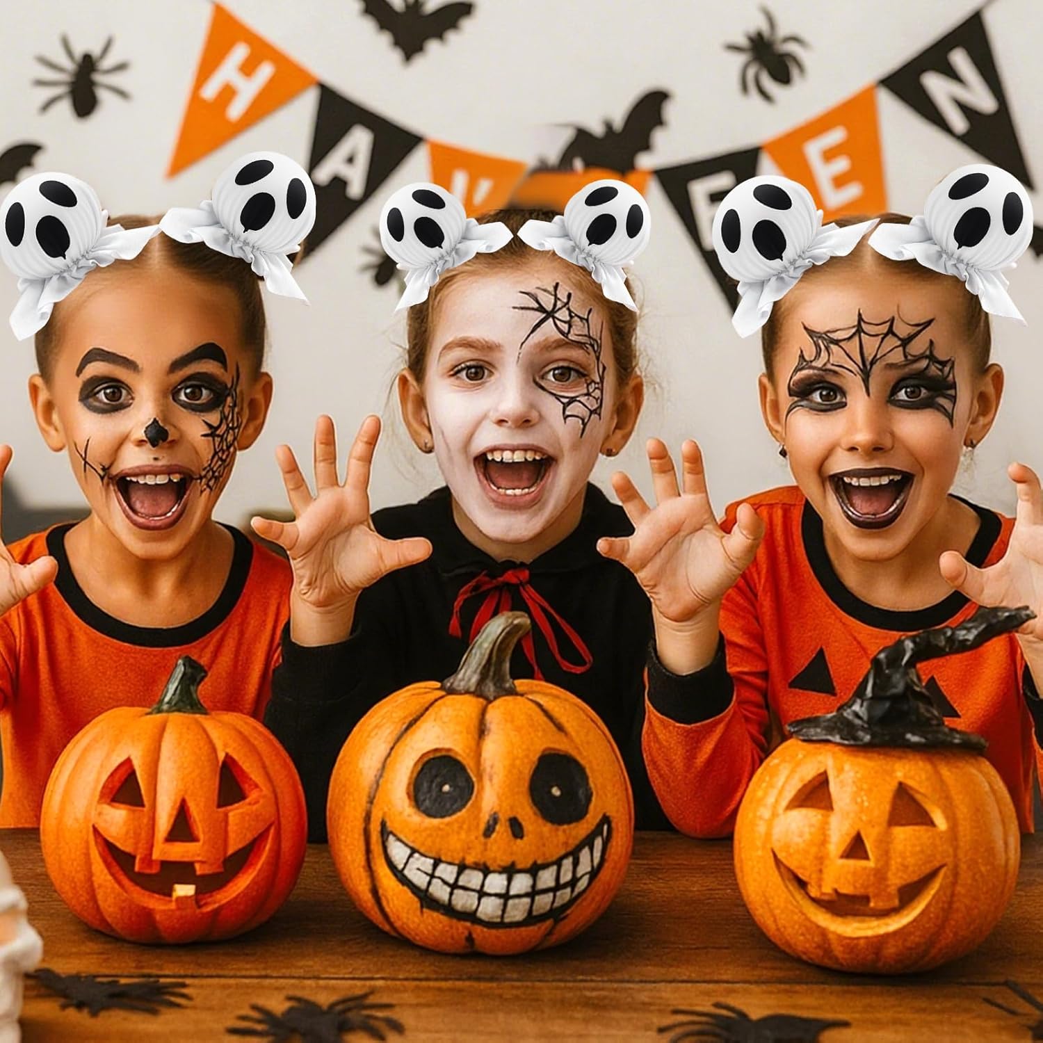 Halloween Hair Accessories, 2 Pcs Halloween Ghost Hair Clips Space Buns, Cute Spooky Hair Barrettes for Women Girls Trick-or-Treat Cosplay Costume Party Decoration Supplies - Image 3