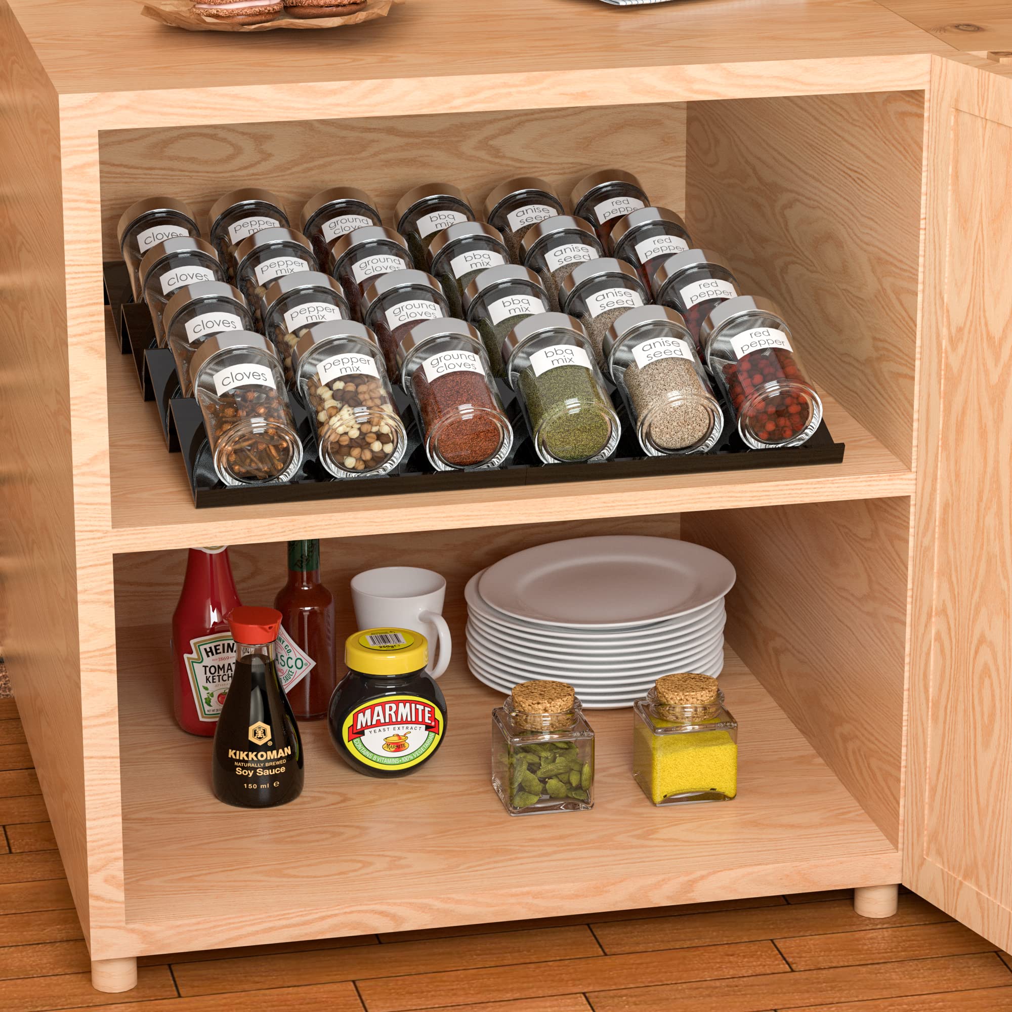 Sezanrpt Étagère de tiroir à épices réglable en acrylique, extensible de 20,3 cm à 40,6 cm, organisateur de tiroir en acrylique pour pots d'assaisonnement