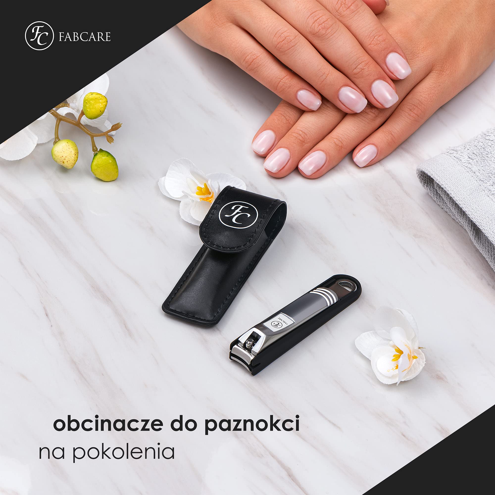 FABCARE Zestaw obcinaczy do paznokci z łapaczem do paznokci i wbudowanym pilnikiem do paznokci – w zestawie etui i e-book – bardzo ostry i trwały – obcinacz do paznokci do manicure i pedicure – zestaw obcinaczy do paznokci – obcinacz do paznokci