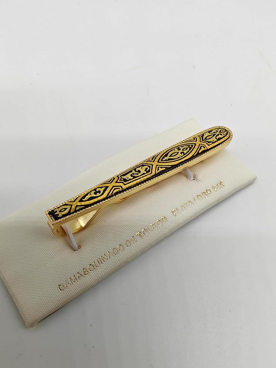 24K Gold Inlay Spanish Men's Tie Bar Tie Clip Damascene European style from Spain