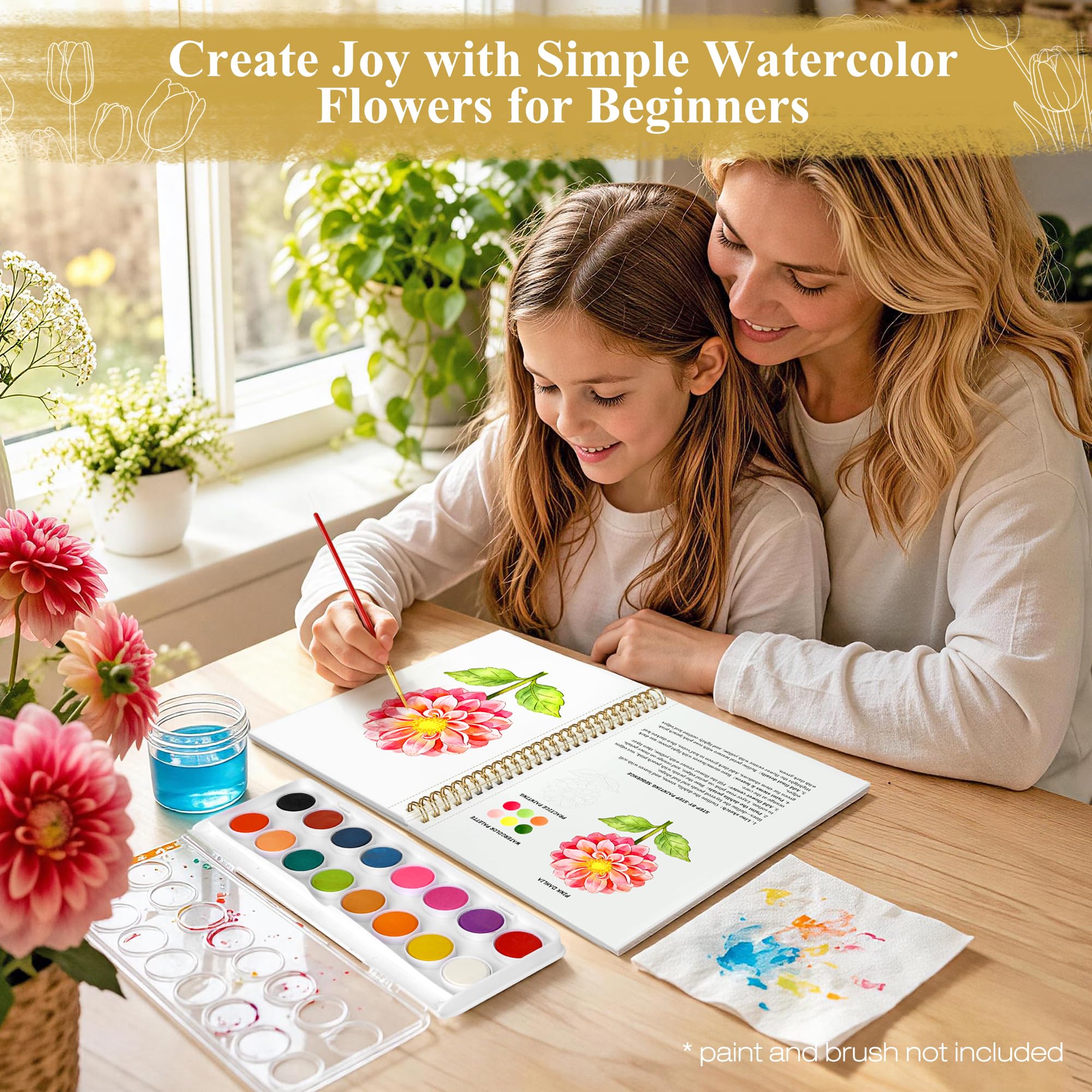 Watercolor Workbook for Beginners - Floral Painting Kit -5