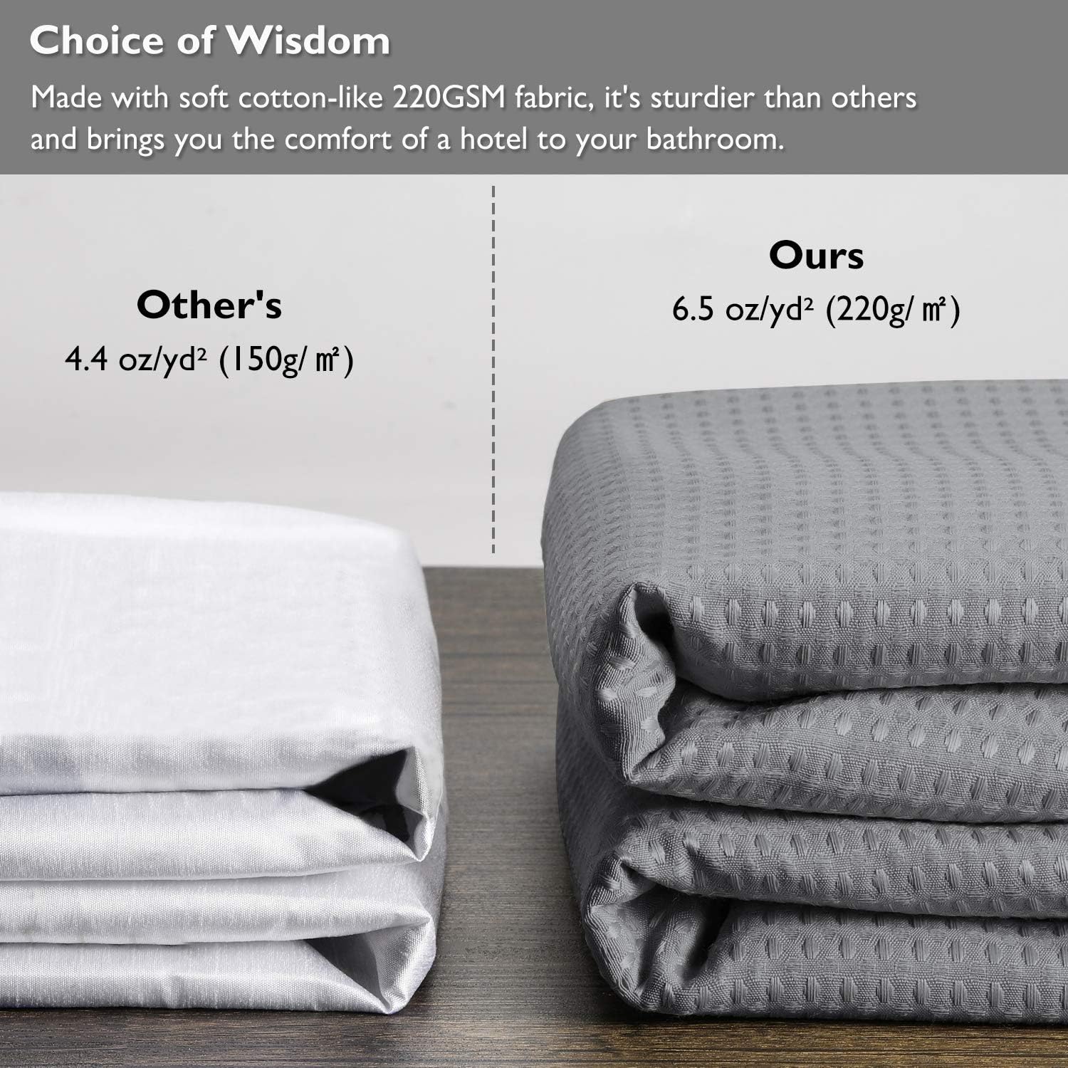 Lagute SnapHook Waffle Weave Fabric Hook Free Shower Curtain with Snap-in Liner, Heavy Duty Bath Curtain with See Through Top, Hotel Grade, Machine Washable, 71Wx78L, Light Gray