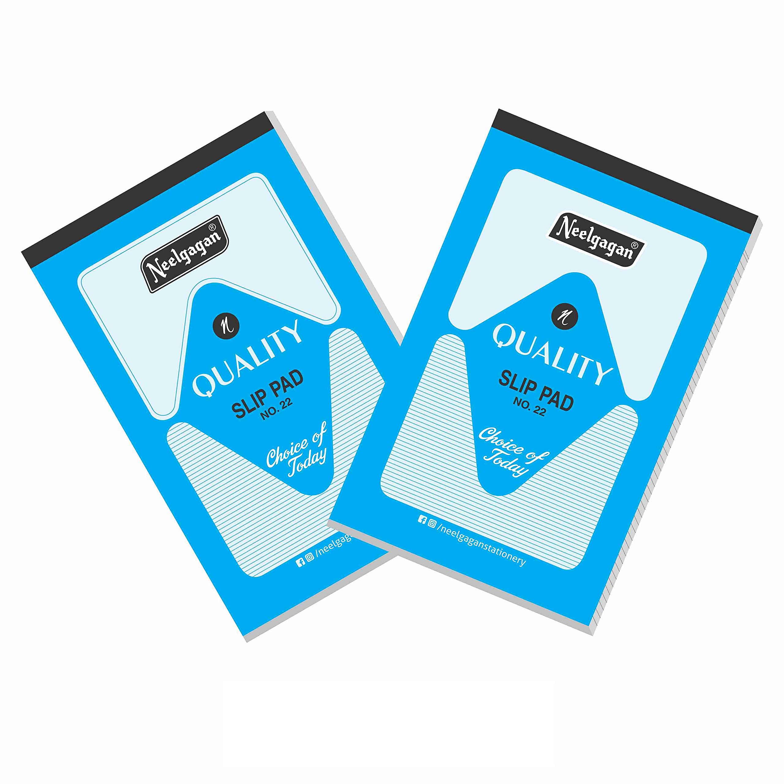 NEELGAGAN Slip Pad No. 22, (Type : Plain 40 Sheet 80 Pages.) (10.5 cm x 16.5 cm) Pack of 20