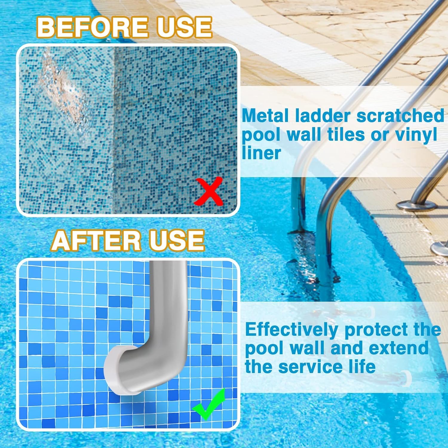 Pack of 4 Pool Ladder Rubber Buffers, Pool Ladder Bumpers, White Pool Ladder Accessories, Swimming Pool Ladder, Rubber Plug - Image 3